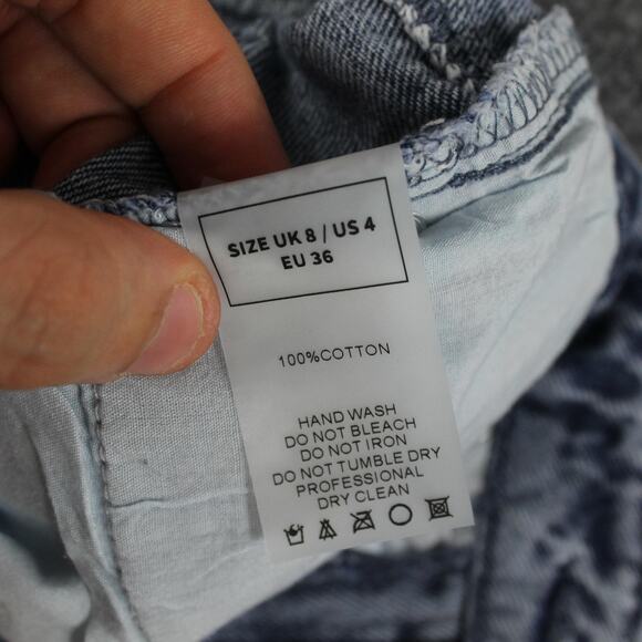 Maniere De Voir Jeans 4 Rhinestone High Rise Straight Leg Blue Denim Sexy - Picture 10 of 16